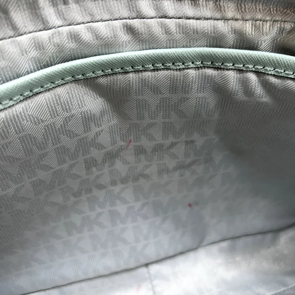 Michael‎ Kors Patchwork Crossbody Zip Chain Robin Egg Blue Saffiano